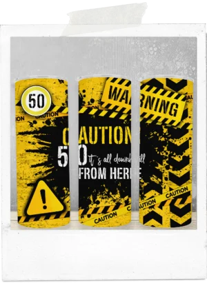 600ml Tumbler-Funny-Birthday-Downhill From Here-Yellow