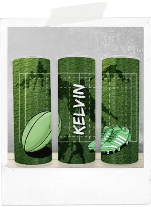 600ml Tumbler-Sports-Grass-Rugby (Custom Name)