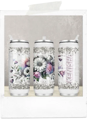 400ml Can-Watercolor Daisies And Tulips-Custom Name