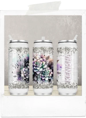 400ml Can-Watercolor Succulents-Custom Name