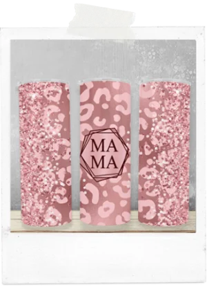 600ml Tumbler-Rose Gold Leopard Print And Glitter