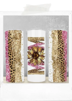 600ml Tumbler-Pink And Gold Leopard Print-Mom