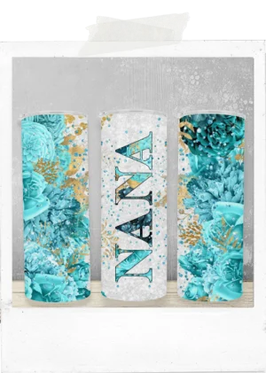 600ml Tumbler-Turquoise And Gold-Nana