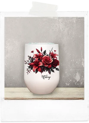 Wine Tumbler-Red Flowers-One Sided Print