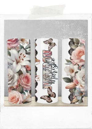 600ml Tumbler-Pink Roses White Lillies-Teacher