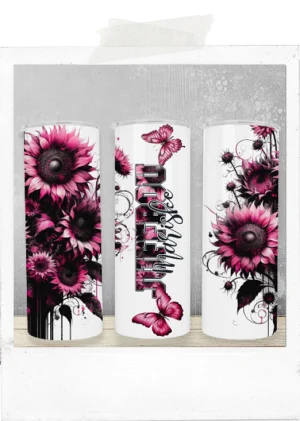 600ml Tumbler- Floral-Pink Sunflowers-Teacher