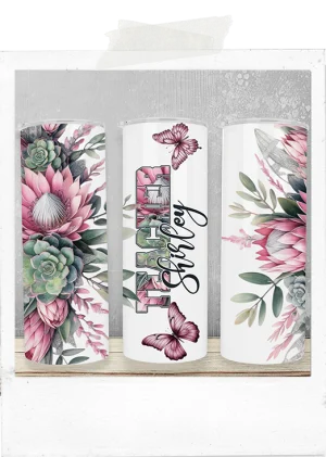 600ml Tumbler-Proteas And Succulents-Teacher