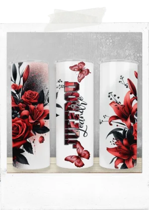 600ml Tumbler- Floral-Red Flowers-Teacher