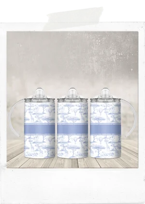 Sippy Tumbler-Blue Giraffe Toile de Jouy-Add a Custom Name