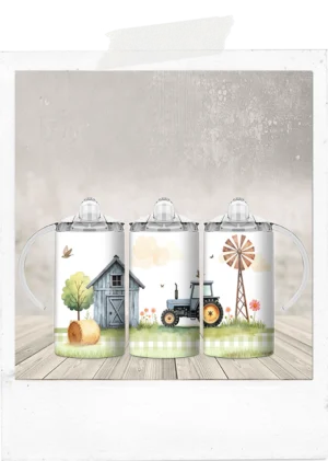Sippy Tumbler-Blue Farm Tractor-Add a Custom Name