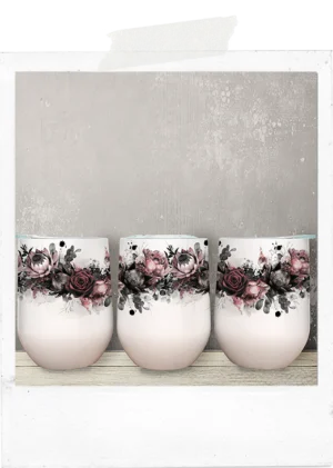 Wine Tumbler-Pink and Burgundy Roses and Proteas